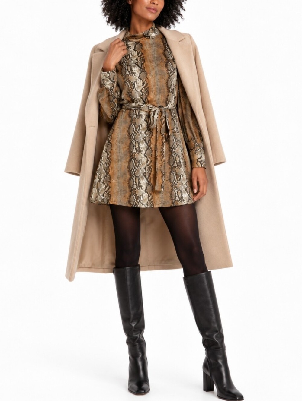 Anthropologie Leith Medium Snake Skin Mini Dress Belted Sexy